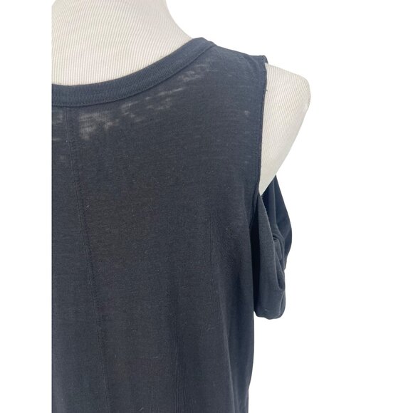 Free People Casual Black Cold Shoulder Side Slits Relaxed Boho Jersey Maxi Dress - Picture 13 of 14